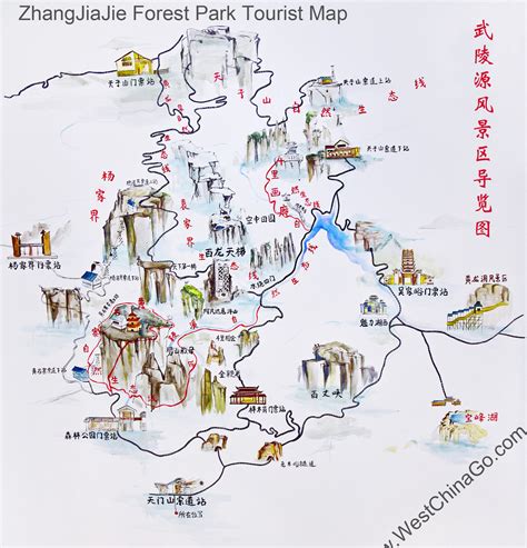 Zhangjiajie Tourist Map, Zhangjiajie Attractions Map .